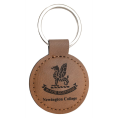 Leatherette Round Keyring with brown Engraving