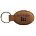Leatherette Oval Keyring with brown Engraving