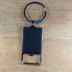 Black Leatherette Keychain – Bottle Opener