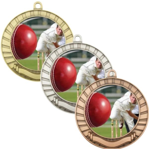 Eco Scroll Cricket Bowling Medal